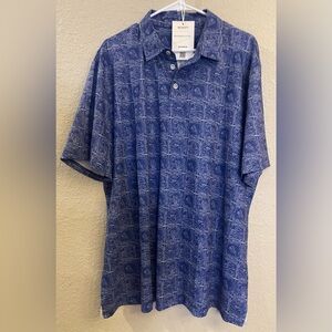 Blue Patterned Men's Golf Shirt